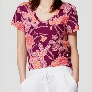 LOFT Vivid Floral Short Sleeve Tee